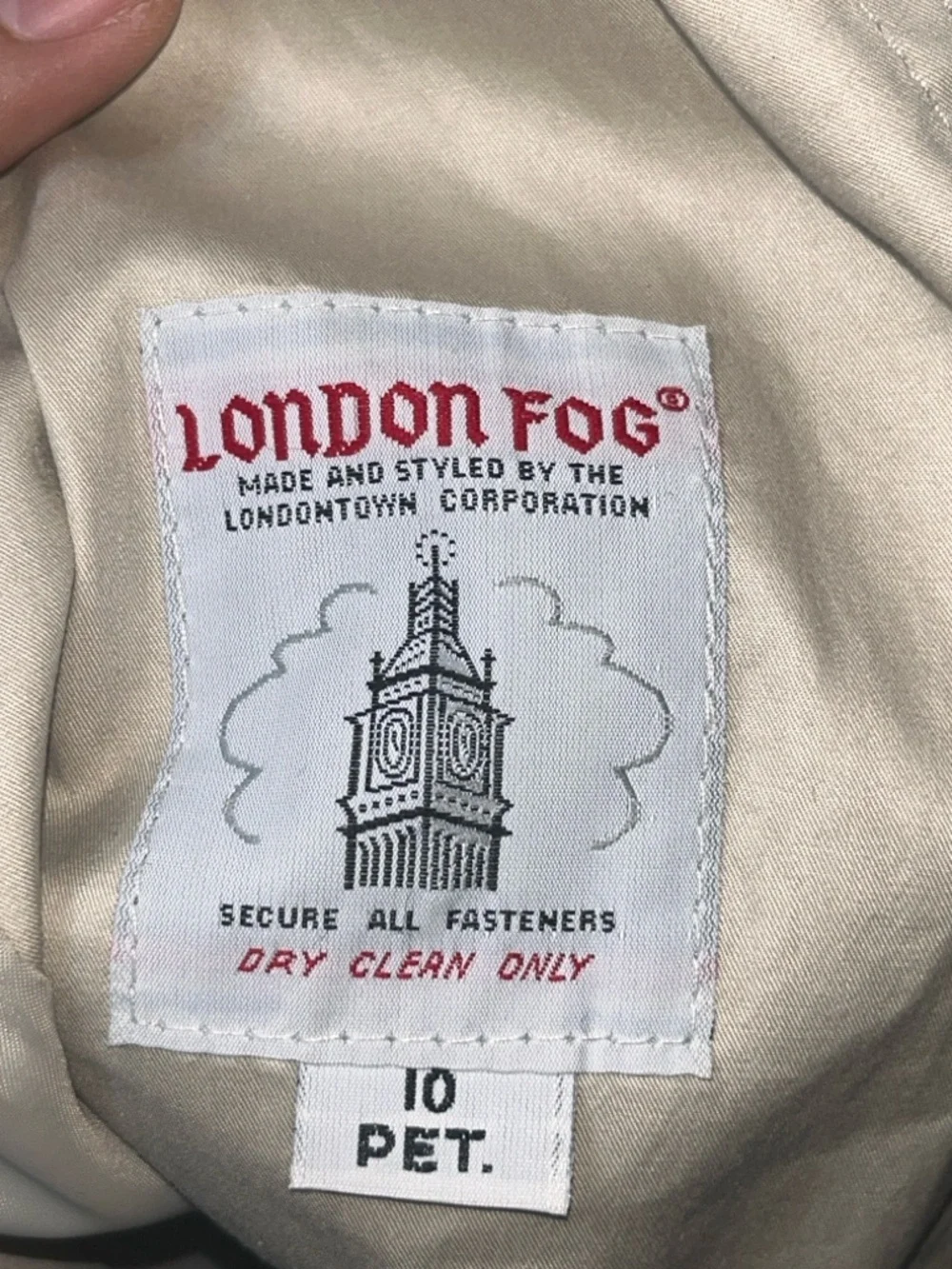 Vintage London Fog Khaki Trench Coat Double Breasted 10 Petite USA Londontown
